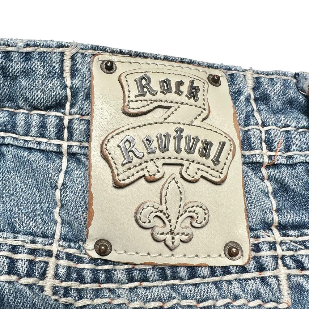 Rock Revival | Men | Duke Relaxed Straight Rocker Distressed Denim Jeans | Sz 32 - Picture 14 of 15